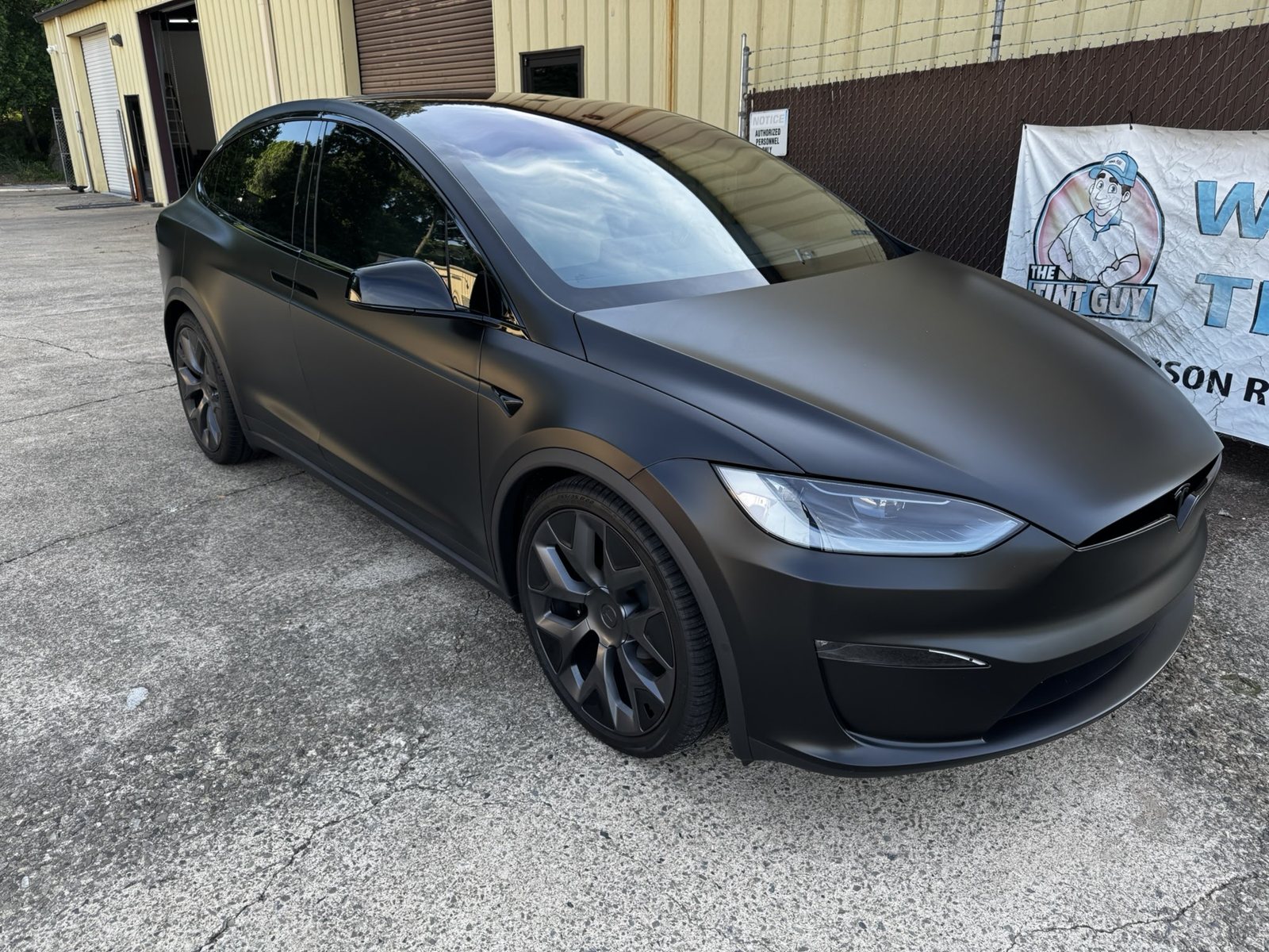 Matte black Tesla Model X at The Tint Guy