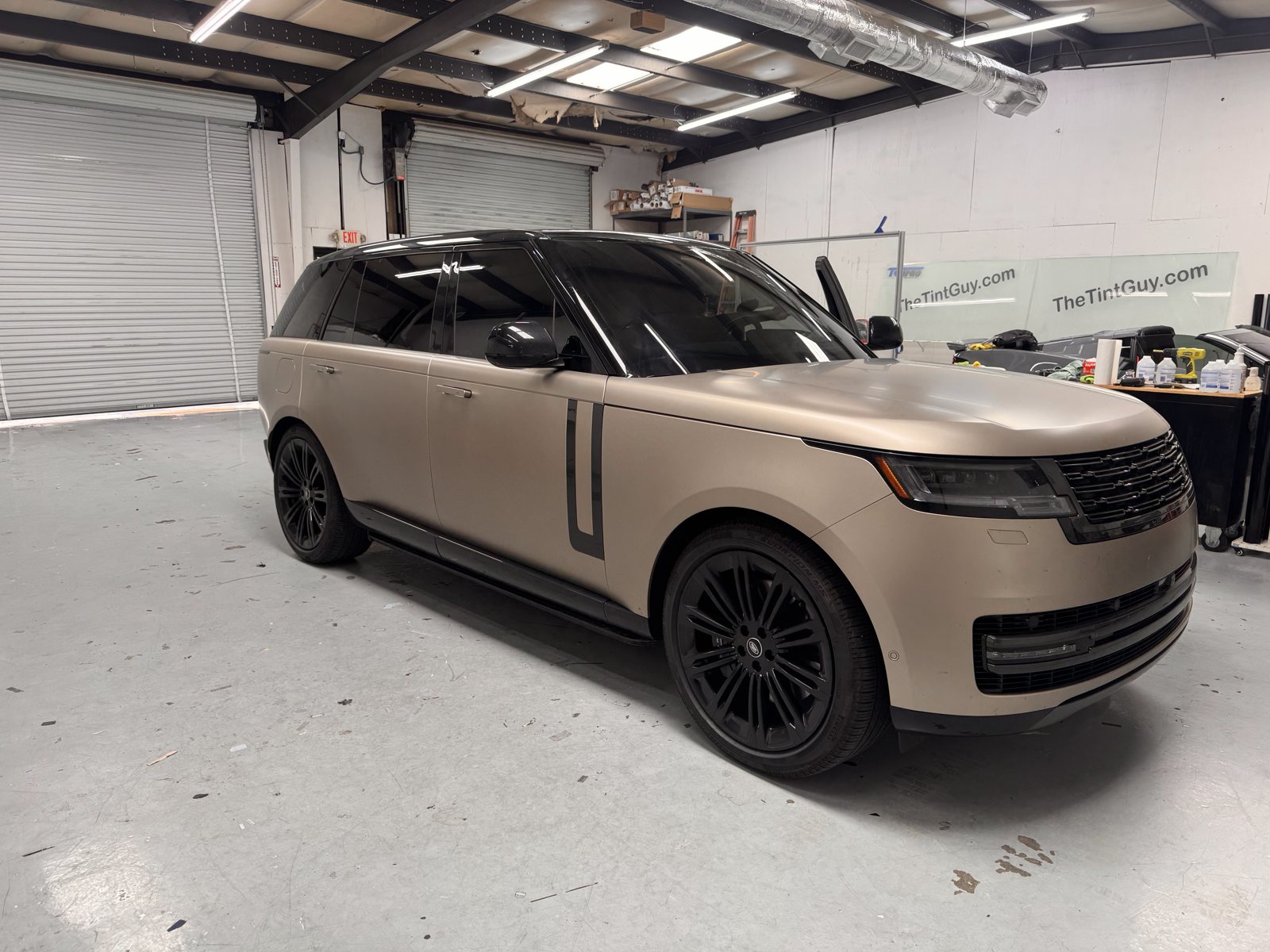 Range Rover inside The Tint Guy shop