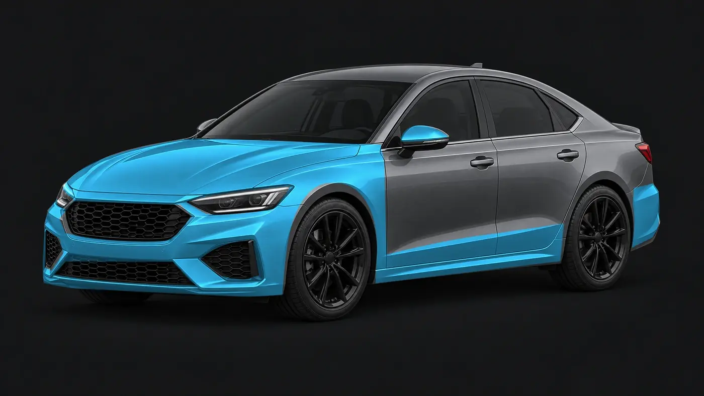 Track Package: gray vehicle with blue illustrative coverage highlights. Read the included-panel list for package scope.